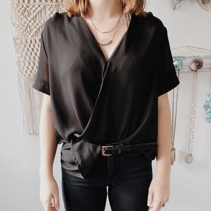 surplice black blouse